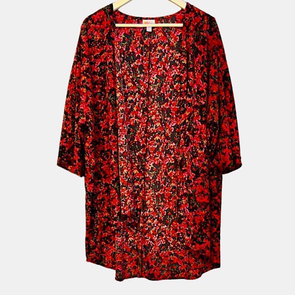 LuLaRoe Lindsay Abstract Floral Cardigan/Kimono